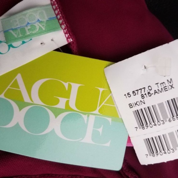 Agua Doce Bikini Set Red Maroon Halter Top Tie Hip - Picture 7 of 7